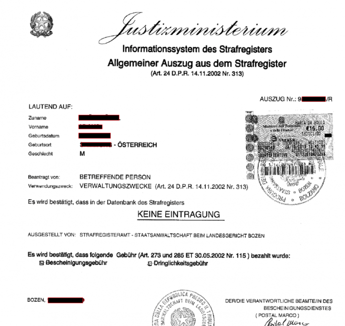 certificato penale tedesco